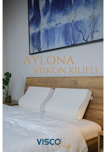 Visco Yastık Aylona Ortopedik Yastık Viskon Kılıflı 55x35x11-7 Cm