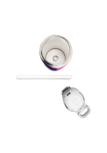 Coral High Kids Renkli Çizgili Desenli Pipetli Ve Direkt İçim Çelik Termos 500 Ml 31874 Mor - Lila