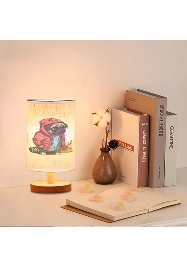Willowhaven Creative Fabric Small Bedside Lamp 300g Usb Powered Cartoon Table Lamp Yatak Başı Aydınlatma Füme