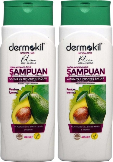 Dermokil Şampuan 400 ml Avokado Özlü Cansız ve Yıpranmış Saçlar Için Şampuan 2 Li Set