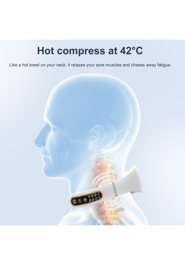 Mufunye Beyaz Boyun Masaj Cihazı, 6 Modlu 15 Seviye İntensite, 38-42 C Isıtma, Usb Şarjlı Akıllı Tıbbi Masaj Aleti Çok Renkli