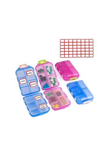 Seyahat Taşınabilir Organizatör 10 Izgara Nem Geçirmez Hap Kutusu Beyaz