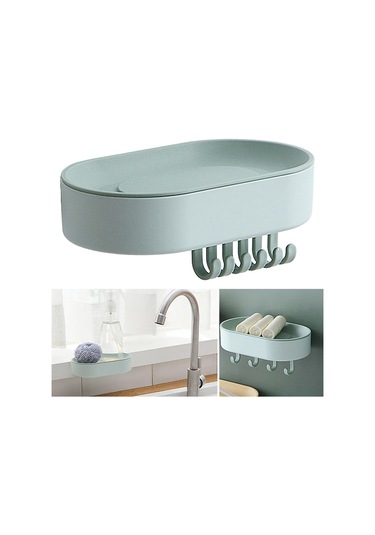 Suntek Sabun Sünger Rafı Drenaj Mutfak Duş Yeşili Çok Renkli