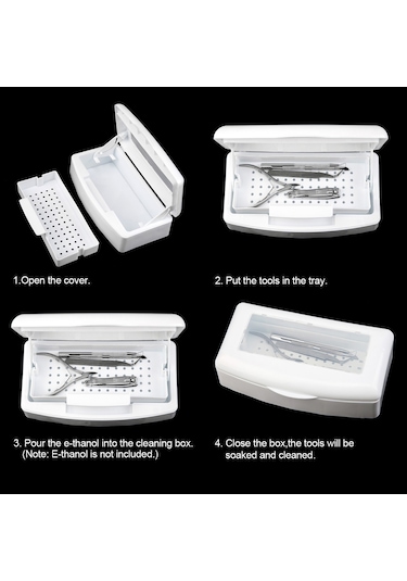 Mufunye Plastik Manikür Aletleri Dezenfeksiyon Kutusu - Otomatik Kaldırılan Tabak, Şeffaf Kapak, Taşınabilir Temizlik Gereci