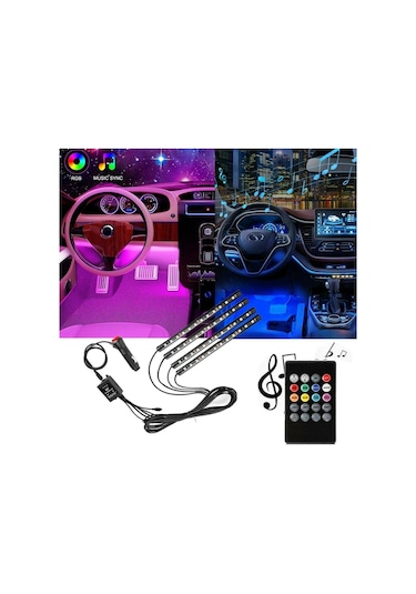 Fiat Punto Uyumlu Araç İçi Ayak Altı 12 Led Müziğe Duyarlı Led Lambası Model283