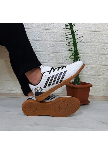 M.p 1351 Beyaz - Siyah Kaymaz Taban Futsal Futbol Ayakkabı 001