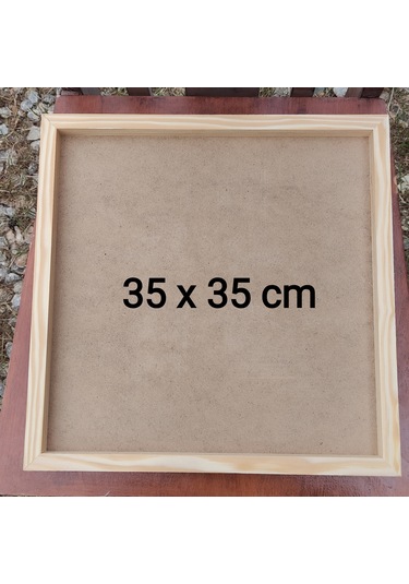 35x35cm Ham Ahşap Çerçeveli Pano Camsız - Arkalık Sabit