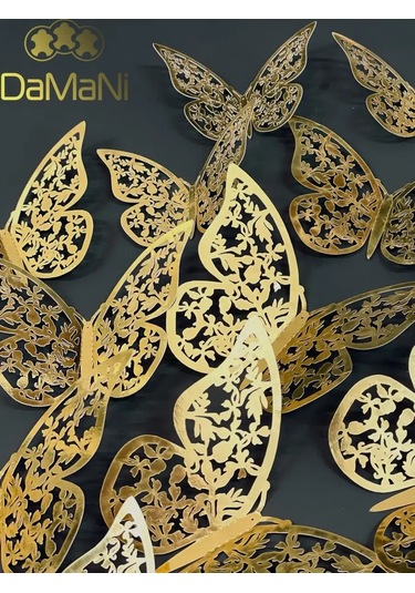 Damani Dekoratif Altın Renkli Kelebekler 144281124 Gri