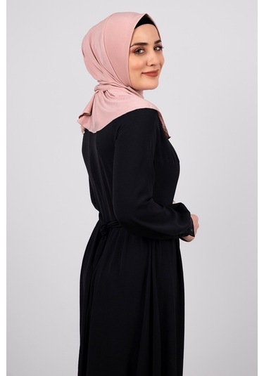 Pudra Pratik Hazır Geçmeli Tesettür Eşarp Sandy Kumaş Arkadan Çıt Pudra