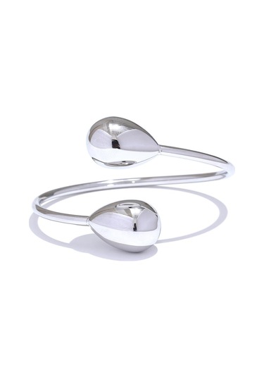 Gümüş Eetit Ayırt Edici Paslanmaz Çelik Su Damlası Manşet Ayarlanabilir Bilezik Bileklik Suya Dayanıklı Doku Metal Şık Takı Yeni Gümüş