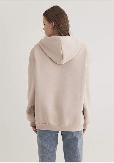 Mavi - Mavi Logo Baskılı Kapüşonlu Bej Sweatshirt 1600361-70043 Bej