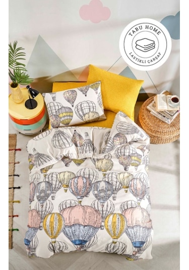 Tabu Home Çarşafı Lastikli Kapadokya Balon Çift Kişilik Nevresim Çok Renkli