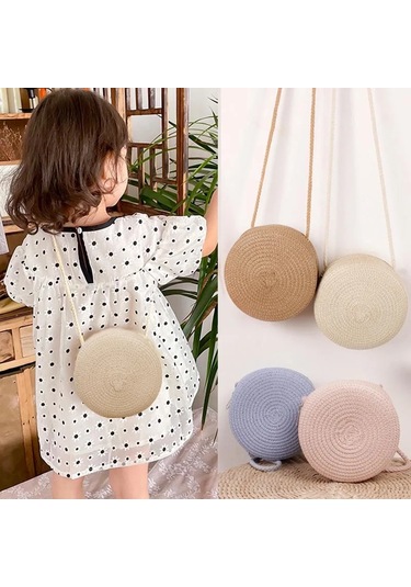 Sevimli Çocuklar Kız Omuz Çantaları Saman Katı Güzel Mini Tatil Çanta Crossbag Pink Pink