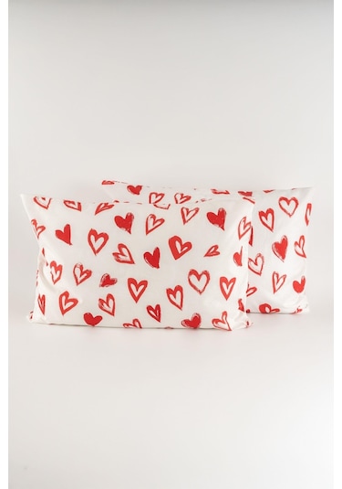 Soley Mix & Match Lover %100 Pamuk 2'li Yastık Kılıfı Seti Kırmızı