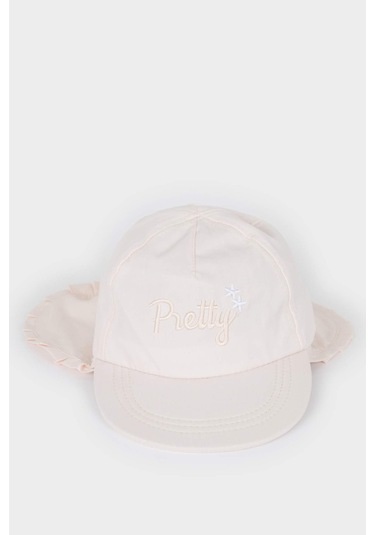 DeFacto Kız Bebek Nakışlı Ense Korumalı Pamuklu Cap Şapka D8385A525SMPN1 Pembe