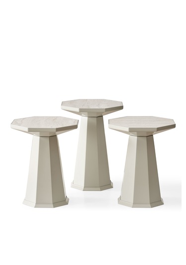 Elegance 3'lü Sehpa, Yan Sehpa, Zigon Sehpa - Kumtaşı & Traverten Rengi Tabla Kumtaşı & Traverten Rengi Tabla