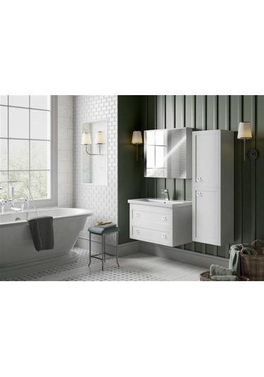 Belinza Simar Banyo Dolabı Takımı Beyaz 85 Cm Altın