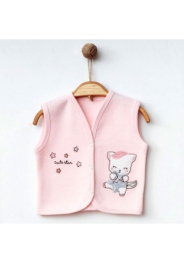Ekebaby Cute Star Lüks Kapitone Yelek 44116 Pembe