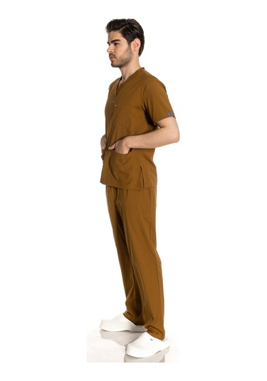 Unisex Likralı Hardal Renkli Scrubs