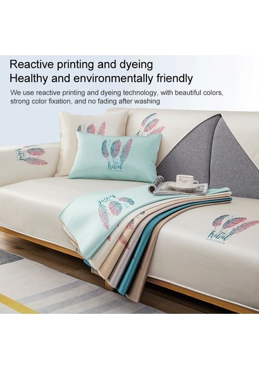 Sones Tüy Desenli Yazlık Buz İpek Kaymaz Tam Kapsamlı Kanepe Kılıfı, Boyut: 70x210cm Altın