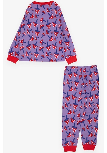 Breeze Kız Çocuk Pijama Takımı Mantar Desenli 1-4 Yaş, Lila-lila Lila