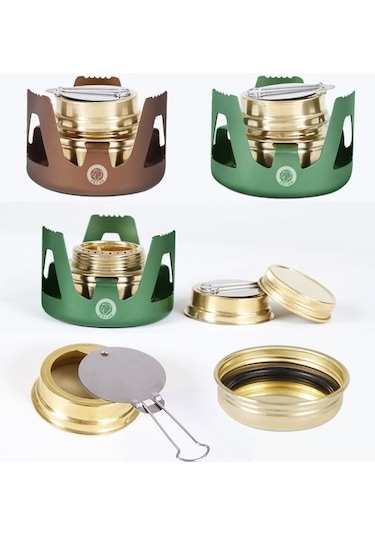 Wondernest Cstur Y2218 Açık Ultralight Alüminyum Soba Kamp Balıkçılık Taşınabilir Sıvı Alkol Sobaları Koyu Yeşil Çok Renkli