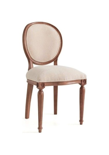 Madalyon Ahşap Klasik Sandalye Ceviz - Krem