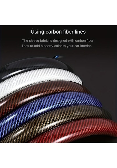 Chuangyinshop Siyah 2 Adet Karbon Fiber Direksiyon Kılıfı Evrensel Snap On Tasarım Sürüş Keyfini Artırır Siyah
