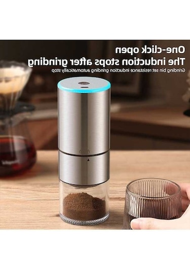 Bloomnest Elektrikli Kahve Çekirdeği Öğütücü 25g Kapasiteli Sessiz Seramik Çekirdek Tip-c Şarjlı Temizleme Fırçalı Mavi