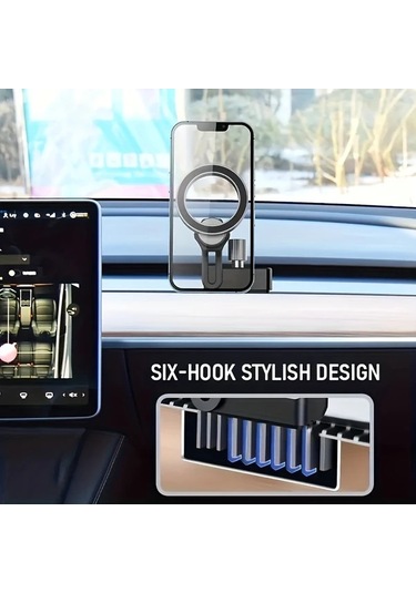 Honeybeeshop Siyah Manyetik Araç Telefon Tutucu Tesla Model 3 Model Y İçin Cep Telefonu Desteği Evrensel