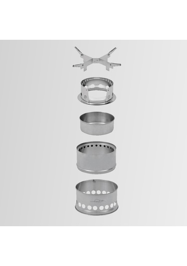 Nurgaz Ng-Tak-K Campout Turbo Ateş Kutusu Küçük Paslanmaz Çelik Açık Gri