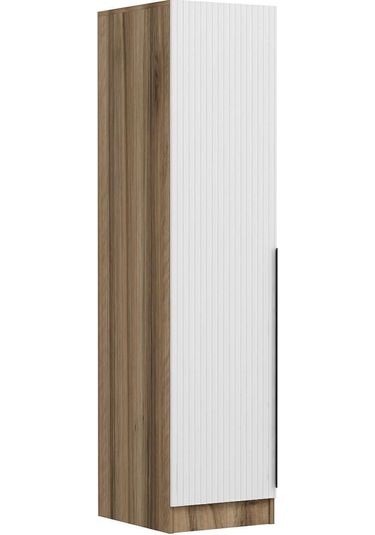 Minar Kale 1 Kapaklı Dolap Dore - Beyaz Çizgili Mebran 210cm Çok Renkli