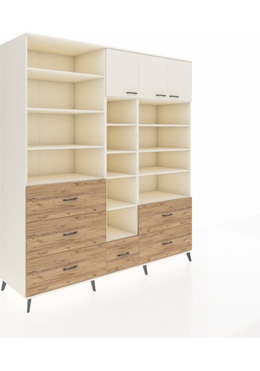 Kronos Dolap 17 Raflı 6 Çekmeceli 3 Kapaklı 220x59x243 Aytaşı-aytaşı/çam Aytası/atlas Çam