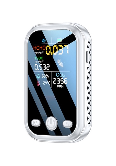 Suofeng Taşınabilir Hava Kalitesi Monitörü - Co2, Sıcaklık Ve Nem Ölçer, Ev Ve Ofis İçin Kompakt Test Cihazı Beyaz