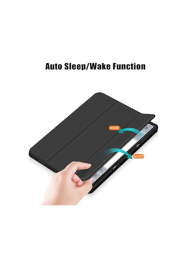 Butu Lenovo Uyumlu Tab P12 Tb371fc Üç Katlı Kılıf Düz Renk Akıllı Kılıf Pu Deri + Tpu Tablet Kılıfı