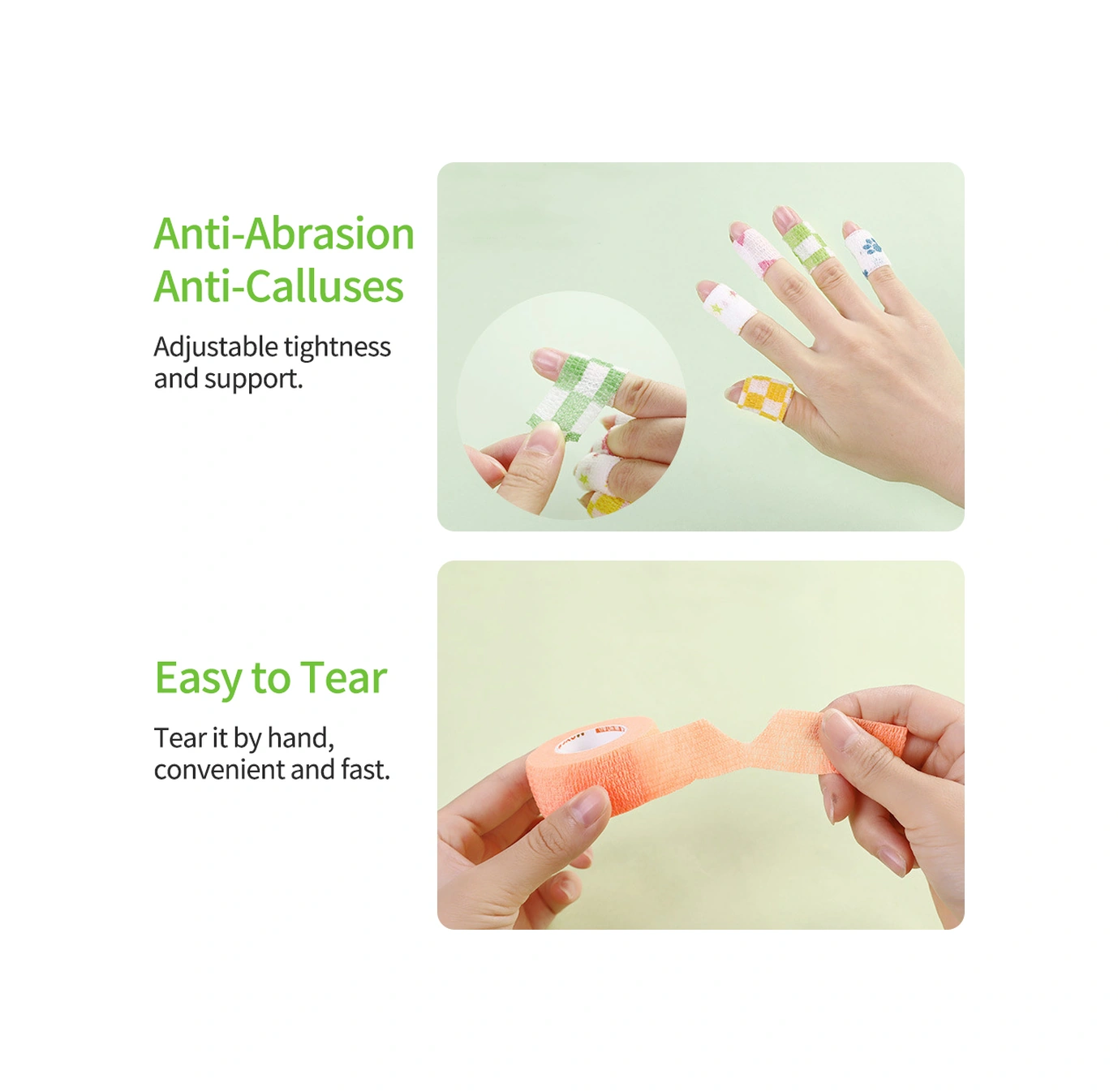 Neevoyu 4 Adet Yazma Kullanıma Uygun Topuk Korumalı Bandaj - Panda, Pinguin, Sevgi, Mavi Pençe Desenli - 25mm X 4.5m Nem Geçirgen Non-woven Bez