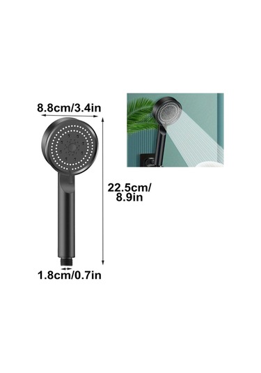 5 Fonksiyonlu Yüksek Basınçlı Ayarlanabilir Siyah Duş Başlığı Siyah