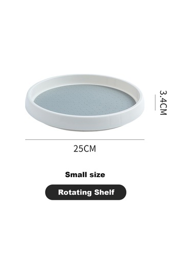 Wezone 360 Derece Döner Cam Asma Tepsisi - 25cm Beyaz+gri, Tpr Kaymazsız, Çelik Toplar, Çekmecede/soğutucuda Kullanılabilir Beyaz