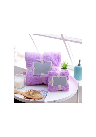 Kosona Mor Koral Fleece Banyo Seti Yıkama Havlu + El Havlu - Yumuşak, Dayanıklı Ve Çok Amaçlı Kullanım Diğer