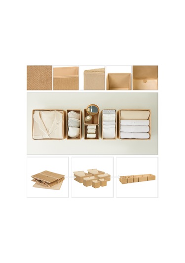 Ocean Home Textile 6'lı Jüt Çekmece İçi Düzenleyici Kutu 2 Adet 28 x 28 x 13 / 2 Adet 28 x 13 x 13 / 2 Adet 14 x 14 x 13 cm