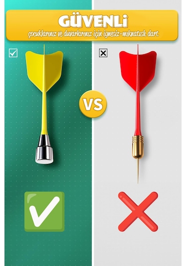 Mıknatıslı Dart Seti Mini Boy Dart Oyunu Duvara Zarar Vermeyen İğnesiz Dart Atma 3 Oklu Çap: 28 Cm