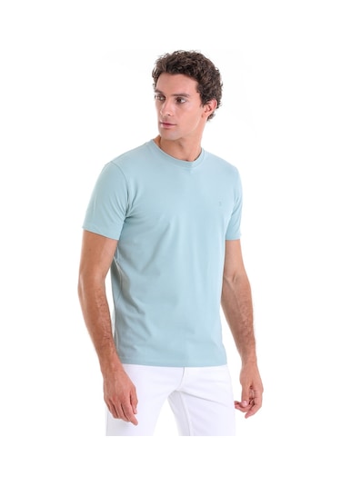 Hatemoğlu Mint Regular Fit Düz Pamuklu Bisiklet Yaka Triko Tişört Mint