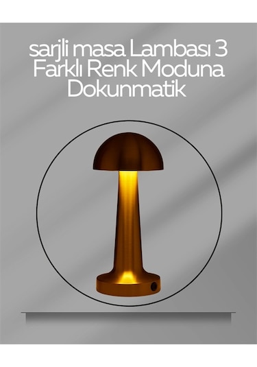 Usb Şarjlı Dokunmatik Led Masa Lambası - 3 Renk Modu & Dimmer Çok Renkli