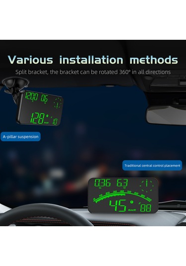 Maiyame 5.5 İnç Araç Hud Göstergesi G10 - Hız/saat/sefer Bilgileri/enlem-boylam, Hız Ve Yorgunluk Alarmı, Otomatik Parlaklık, Yeşil Işık