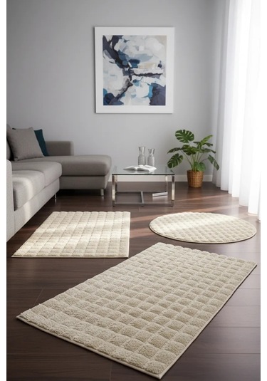 Banyo Paspası Krem Kaymaz Taban Peluş Bubble 50x50 Cm Çok Renkli