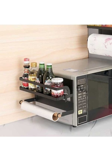 Dancemonkey Mutfak Tek Katlı Manyetik Buzdolabı Raf, Pratik Tutacağı Saklama Aksesuarı Siyah