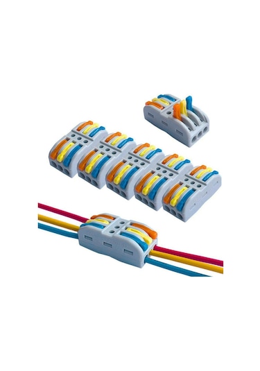 Wozlo Hızlı Kablo Ekleme Birleştirme Aparatı - Üçlü Klemens - 10 Adet