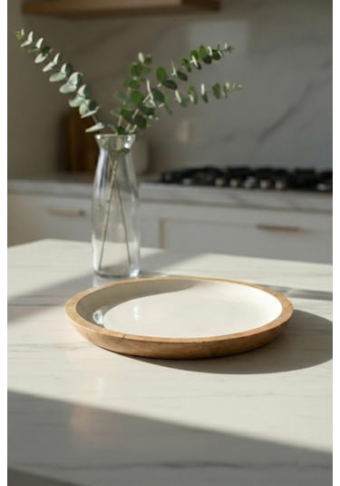 Mango Agacı Pasta Tabağı & Sunum Tabağı 20 Cm Krem Çok Renkli