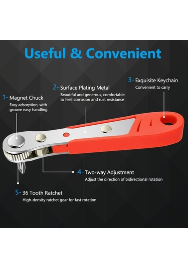 Geeksen 21 Parça Mini Ratchet Anahtar Seti - 36 Dişli 1/4" Antremanlı - Dar Boşluklar İçin - Manyetik Uçlu - 9 Adet Soket + 60mm Bağlantı Kolu