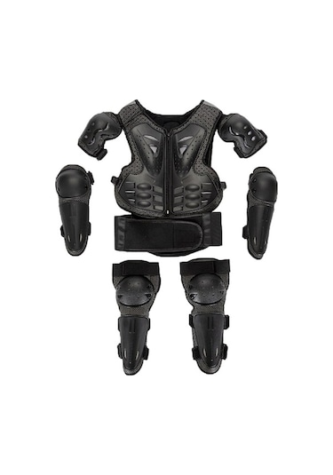 Suntek Çocuklar İçin Motosiklet Zırh Takım Diz Dirsek Göğüs Sırt Koruyucu Pedleri Siyah